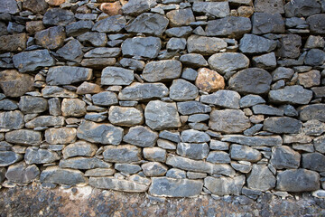 Dry Stone and Concrete Wall texture background image of natural stone