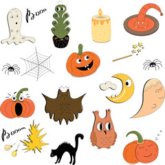 Haloween characters set vector illustrations