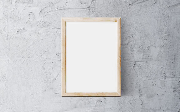 Simple Light Brown Wooden Frame on Concrete Background