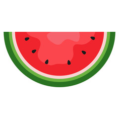 Watermelon and juicy slices vector, flat design of green leaves and watermelon flower illustration, Fresh and juicy fruit concept of summer food.