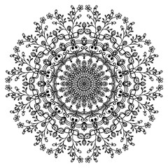 Vector black mandala on a white background.	