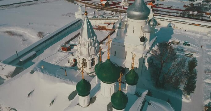 Aerial View of the Winter Monastery in Pereslavl Zalessky, Russia 