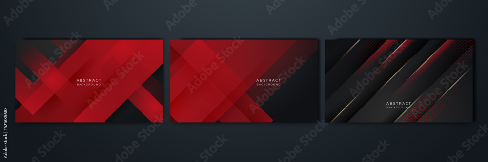 Sticker black and red abstract background. abstract black grey metallic overlap red light hexagon mesh desig