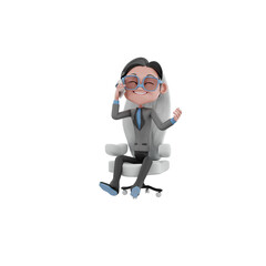3d businessman caling with phone