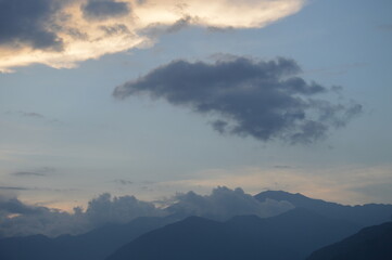 clouds in the mountains