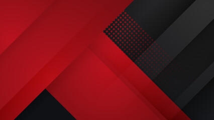 Fototapeta premium Black and red abstract background. Abstract black grey metallic overlap red light hexagon mesh design modern luxury futuristic technology background vector illustration.