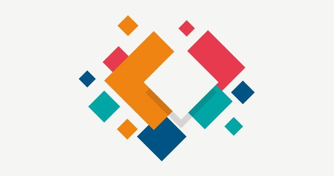 animated colorful diamond square background in the middle