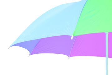 open beach umbrella green blue purple isolated against white