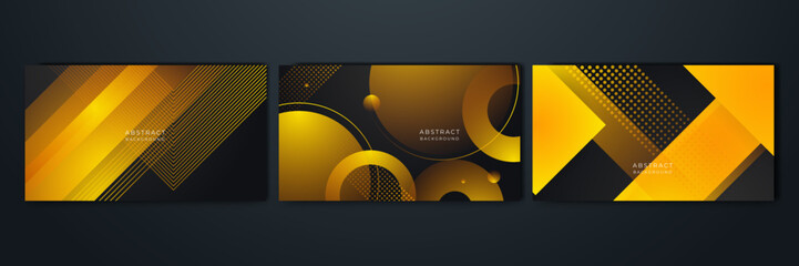 Abstract yellow orange and black background with geometric shapes. Designed for corporate design, cover brochure, book, banner web, advertising, poster, leaflet, flyer, social media, web, tech banner