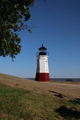 Fototapeta na wymiar Vermillion lighthouse on Lake Erie, Ohio