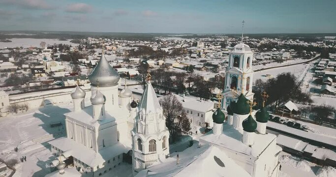 Aerial View of the Winter Monastery in Pereslavl Zalessky, Russia 