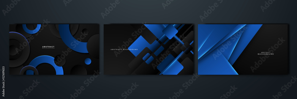 Wall mural abstract black and blue background. modern elegant white gray banner background with creative design