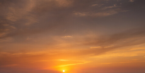 sunset, sky, orange and blue