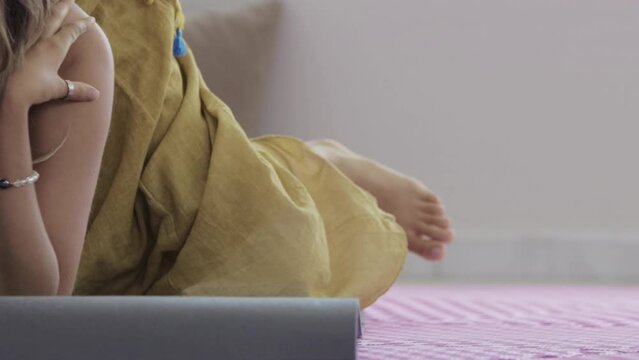 Young woman at the yoga class