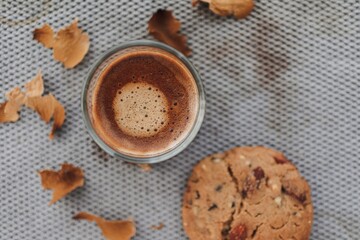 Cookies and espresso coffee served as break time or breakfast.
