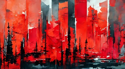 Red and Black Abstract Painting 