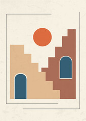 Creative minimalistic architecture poster abstract art.