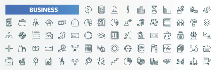 special lineal business icons set. outline icons such as money convert, corporation, punishment, dollar bills, strategic, tones, puzzle game piece, sleepy worker at work, money finder, stack of gold