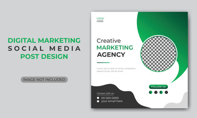 Minimal Digital marketing agency corporate web banner or social media post template.