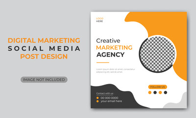 Creative yellow color digital marketing agency social media post template and web banner template.