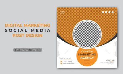 Creative yellow color digital marketing agency social media post template and web banner template.