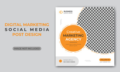 Creative yellow color digital marketing agency social media post template and web banner template.