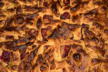 close up of plum pie 