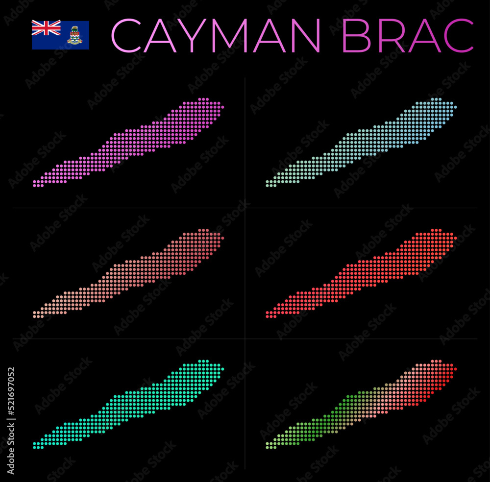 Aufkleber cayman brac dotted map set. map of cayman brac in dotted style. borders of the island filled with be
