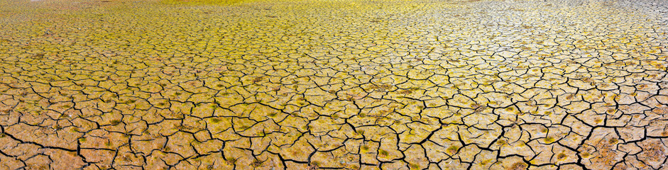 the texture of the cracked soil after the drying of the lake