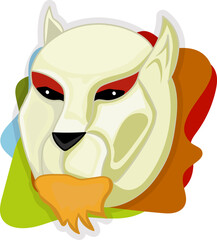 abstract white panther head illustration white background