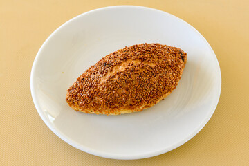 Turkish pastry product , tasty pogaca. Simit, gevrek. Turkish Pastries; peynirli, patatesli, kasarli pogaca, borek, acma, ay coregi at patisserie showcase.