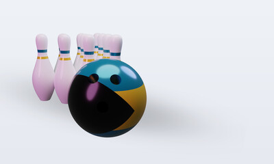 3d bowling day Bahamas flag rendering left view