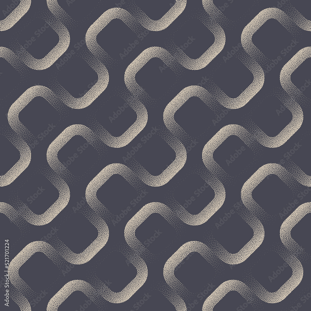 Poster rounded rhombus cool stipple seamless pattern vector trendy abstract background. wavy linear tilted 