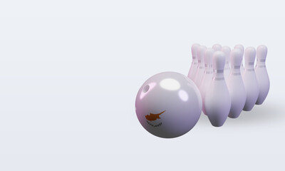 3d bowling day Cyprus flag rendering right view