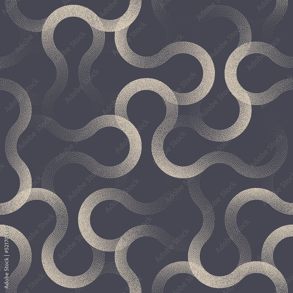 Poster intricate wavy lines stipple seamless pattern vector tangled abstract background. intertwined twiste
