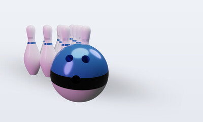 3d bowling day Estonia flag rendering left view