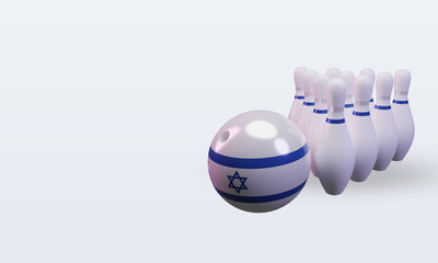 3d bowling day Israel flag rendering right view