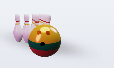 Naklejka na ściany i meble 3d bowling day Lithuania flag rendering left view