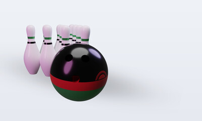 3d bowling day Malawi flag rendering left view