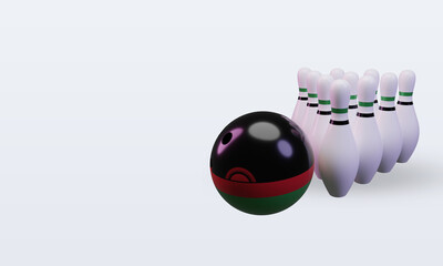 3d bowling day Malawi flag rendering right view
