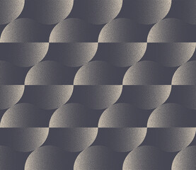 Classy Split Circles Stipple Seamless Pattern Vector Gray Abstract Background. 50s 60s 70s Retro Textile Design Dot Work Grainy Texture Repetitive Pale Grey Wallpaper. Halftone Art Retro Illustration - 521702271