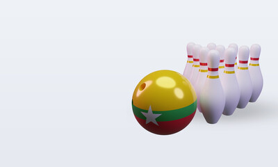 3d bowling day Myanmar flag rendering right view