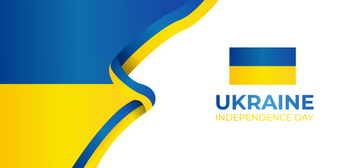 Ukraine independence day. Ukrainian national flag in gradient color on white background. Holiday celebration in Ukraine. Vector illustration concept