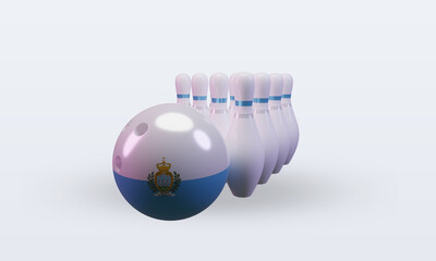 3d bowling day San Marino flag rendering front view