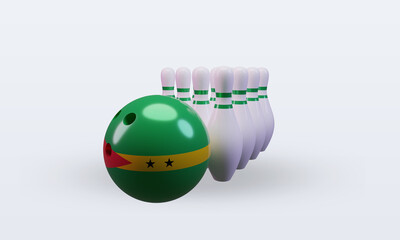 3d bowling day Sao Tome and Principe flag rendering front view
