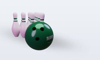 3d bowling day Saudi Arabia flag rendering left view