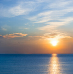 quiet sea at the dramatic sunset, natural sea evening background