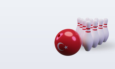 3d bowling day Turkey flag rendering right view