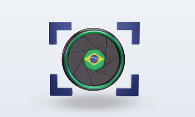 3d shutter camera Brazil flag rendering front view