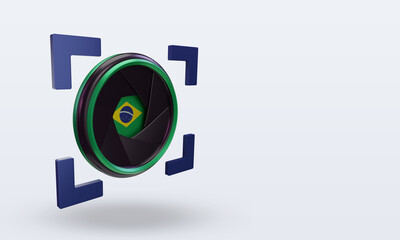 3d shutter camera Brazil flag rendering left view